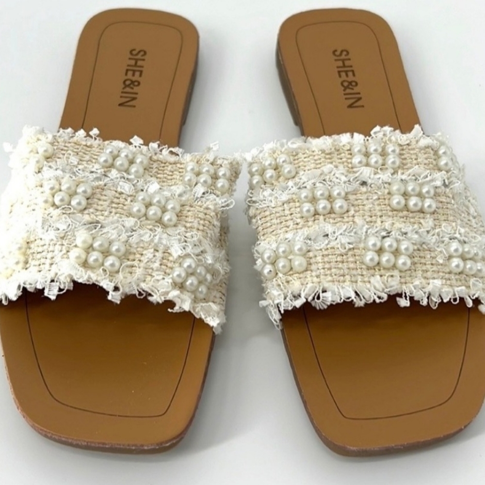 She & In Womens Slide Sandals Size 38 ( US 7.5)